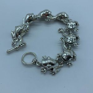 Sterling Silver Frog Link Bracelet